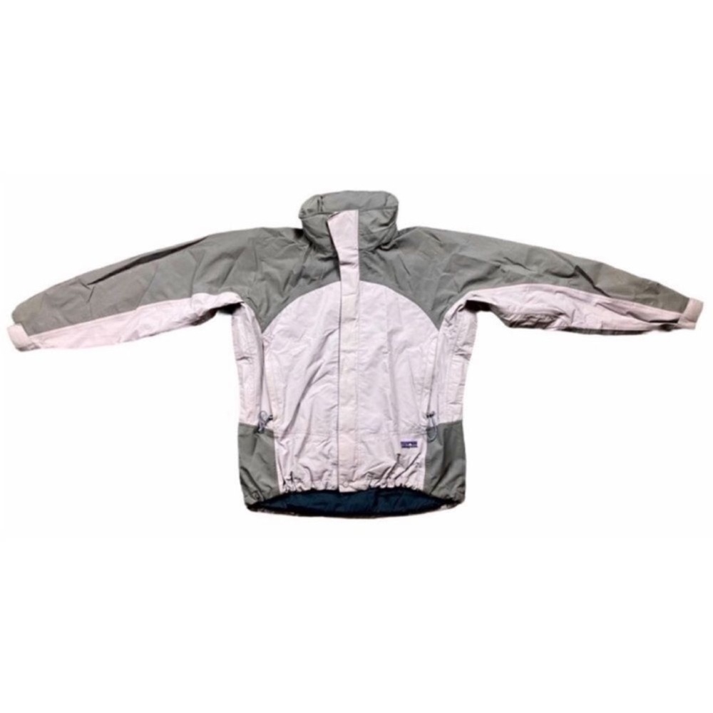 Patagonia grey and purple gore-tex waterproof jacket